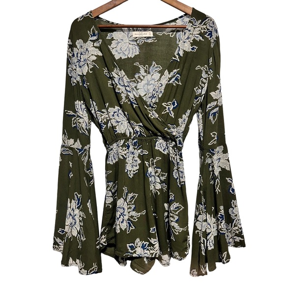Abercrombie & Fitch Pants - 90s ABERCROMBIE & FITCH | Boho Floral Bell Sleeve Festival Romper Cottagecore